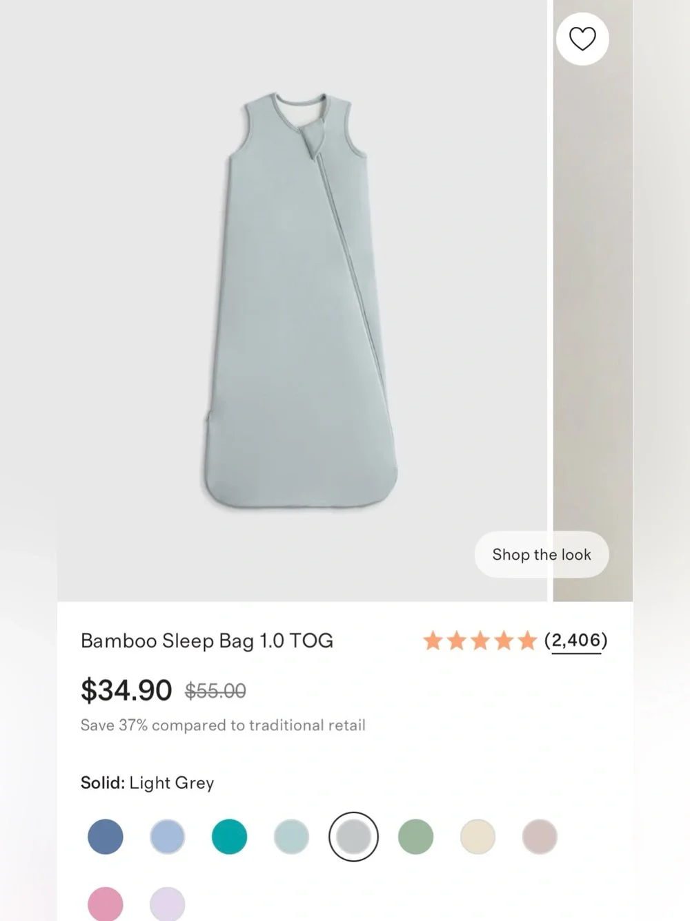 EUC Quince Set of 2 Sleep Sacks (1.0 TOG, Size Medium, Light Grey and Pale Pink)